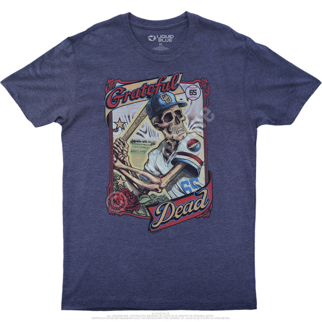 Grateful Dead GD Sketch White Athletic T-Shirt Tee Liquid Blue